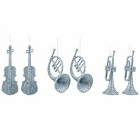 Set 2 buc decoratiune brad Instrumente muzicale - argintiu - 3 modele