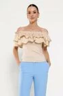 Bluză bumbac cu volane bej BLA0305 thumbnail picture - 