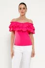 Bluză bumbac cu volane fucsia BLA0305 thumbnail picture - 
