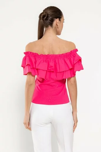 Bluză bumbac cu volane fucsia BLA0305