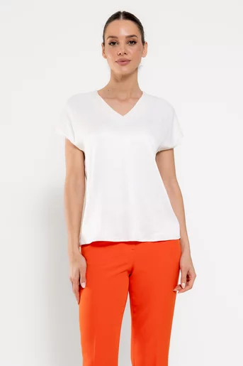 Bluză Caramel casual vâscoză satinată ivory  B4518