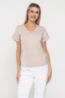 Bluză Caramel casual din jerse cu volan la manecă bej B4520 thumbnail picture - 