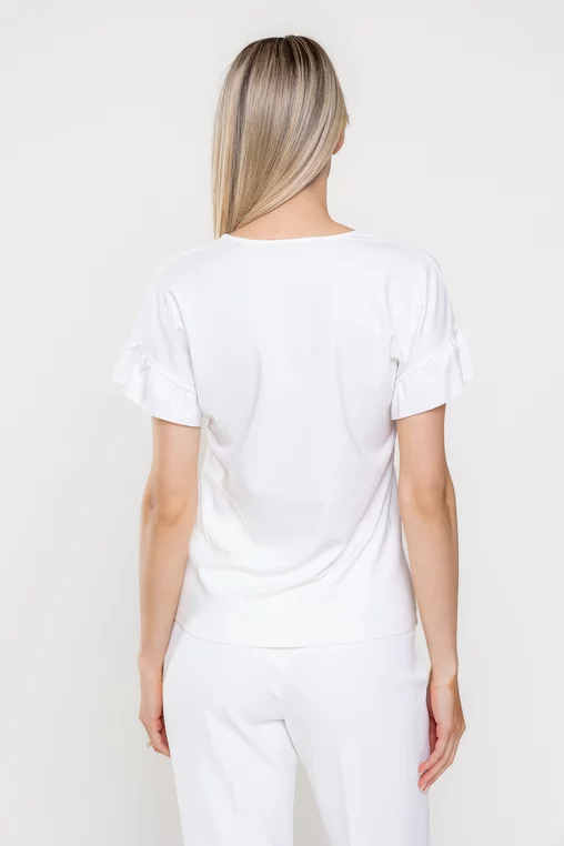 Bluza Caramel casual din jerse cu volan la manecă ivory B4520 picture - 2