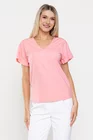 Bluza Caramel casual din jerse cu volan la manecă piersică B4520 thumbnail picture - 
