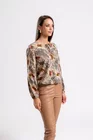 Bluză Caramel casual din vâscoză cu șnur kaki B4435 thumbnail picture - 