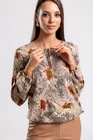 Bluză Caramel casual din vâscoză cu șnur kaki B4435 thumbnail picture - 