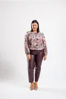 Bluză Caramel casual din vâscoză cu șnur mov B4435 thumbnail picture - 