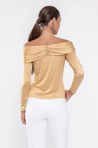 Bluză Caramel cu accesoriu aurie B4531