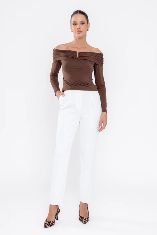 Bluză Caramel cu accesoriu maro B4531 thumbnail picture - 