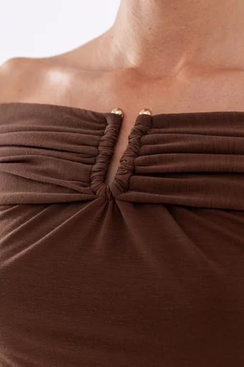 Bluză Caramel cu accesoriu maro B4531