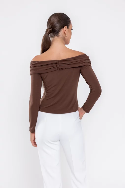 Bluză Caramel cu accesoriu maro B4531 thumbnail picture - 