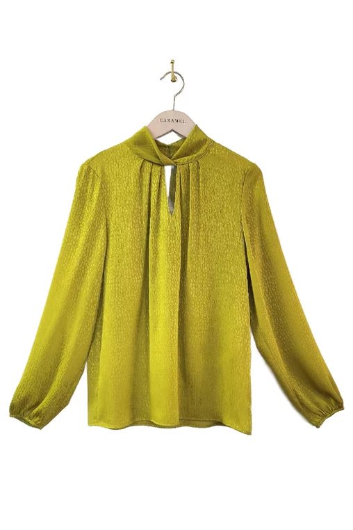 Bluză Caramel cu gât răsucit lime B4511 picture - 6