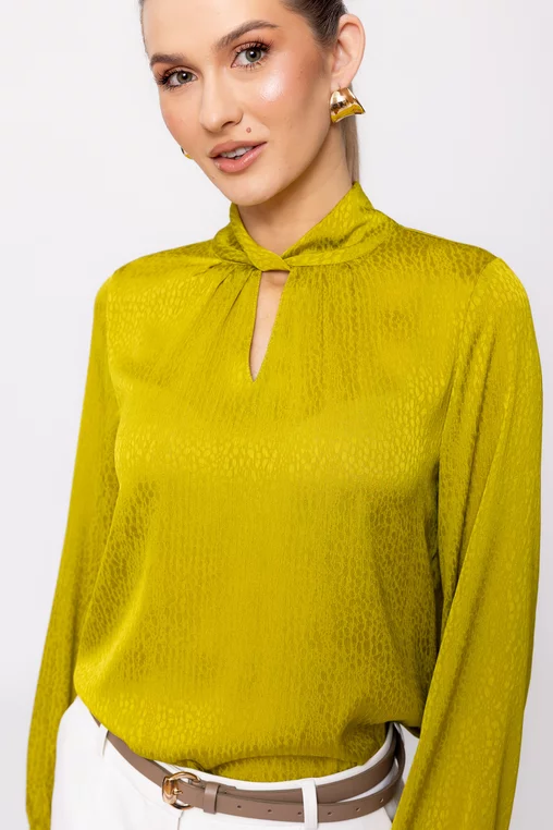 Bluză Caramel cu gât răsucit lime B4511 picture - 8