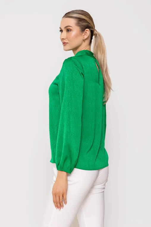 Bluză Caramel cu gât răsucit verde B4511 picture - 4