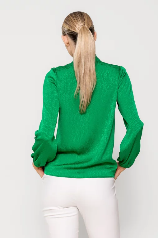 Bluză Caramel cu gât răsucit verde B4511 picture - 2