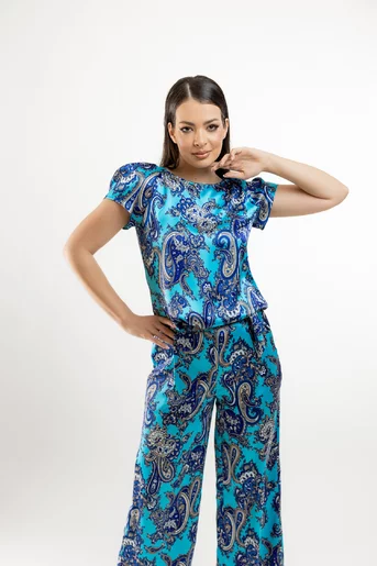 Bluza Caramel cu imprimeu paisley albastru B4418