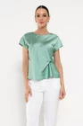 Bluză Caramel cu nod în talie și strasuri verde B4508 thumbnail picture - 