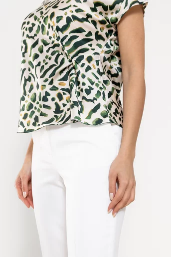 Bluză Caramel cu nod în talie animal print B4508