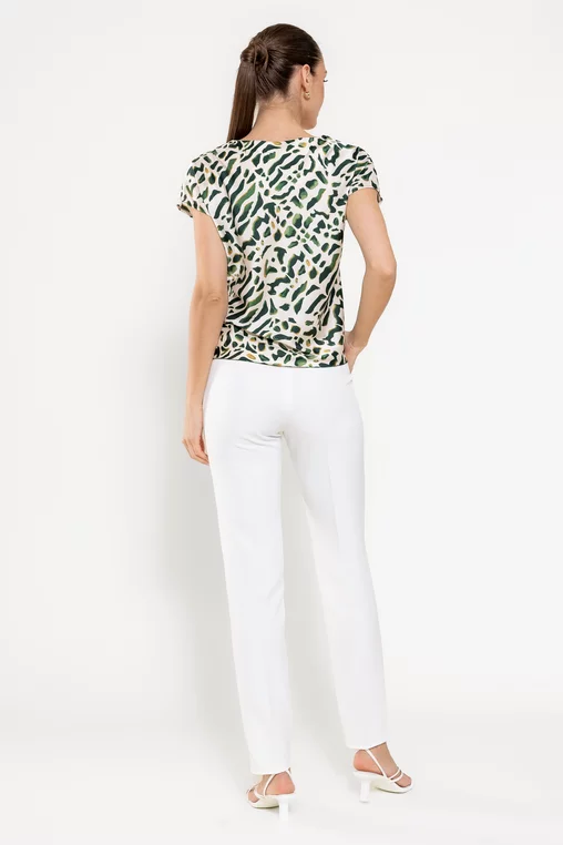 Bluză Caramel cu nod în talie animal print B4508 picture - 3
