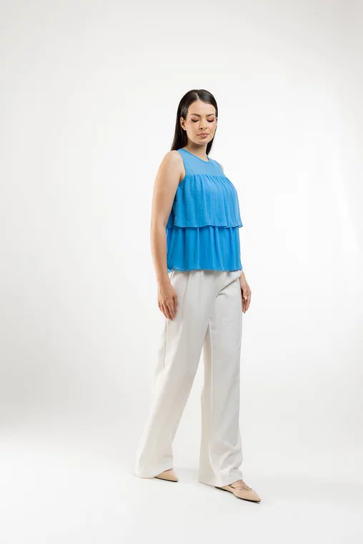 Bluză Caramel cu volane suprapuse bleu B4420 thumbnail picture - 