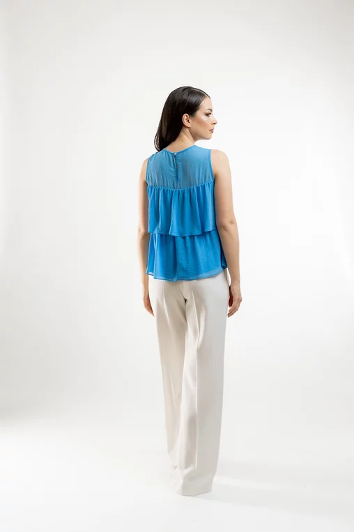 Bluză Caramel cu volane suprapuse bleu B4420 thumbnail picture - 