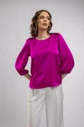 Bluză Caramel elegantă din satin cu pliuri la fucsia B4414 thumbnail picture - 