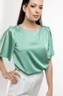 Bluză Caramel elegantă din satin cu strasuri verde B4425 thumbnail picture - 