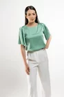Bluză Caramel elegantă din satin cu strasuri verde B4425 thumbnail picture - 