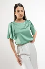 Bluză Caramel elegantă din satin cu strasuri verde B4425 thumbnail picture - 