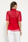Bluză Caramel mătase naturală cu fundă și mâneca clopot burgundy B4517 thumbnail picture - 