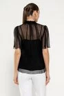 Bluză Caramel mătase naturală cu fundă și mâneca clopot neagră B4517 thumbnail picture - 