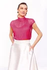 Bluză Caramel mătase naturală roșu-zmeură B4428 thumbnail picture - 