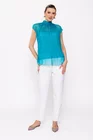 Bluză Caramel mătase naturală turcoaz B4428 thumbnail picture - 