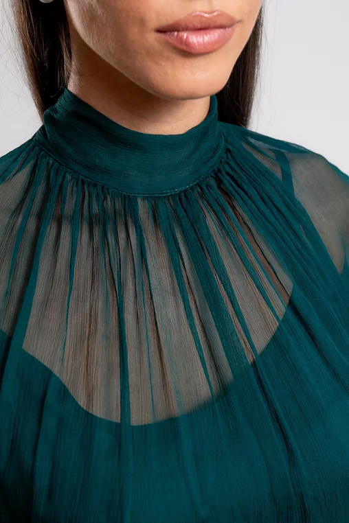 Bluză Caramel mătase naturală verde B4428 thumbnail picture - 