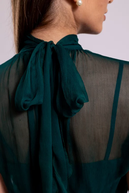 Bluză Caramel mătase naturală verde B4428 thumbnail picture - 