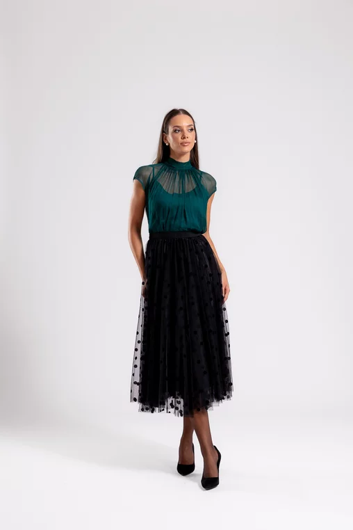 Bluză Caramel mătase naturală verde B4428 thumbnail picture - 