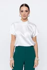 Bluză Caramel satinată albă B4507 thumbnail picture - 