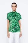 Bluză Caramel satinată verde-negru B4507 thumbnail picture - 