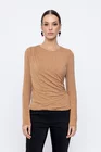 Bluză Caramel tricot încrețit bej B4501 thumbnail picture - 