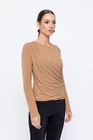 Bluză Caramel tricot încrețit bej B4501 thumbnail picture - 