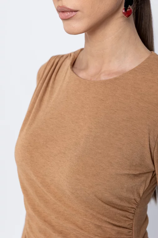 Bluză Caramel tricot încrețit bej B4501 picture - 2