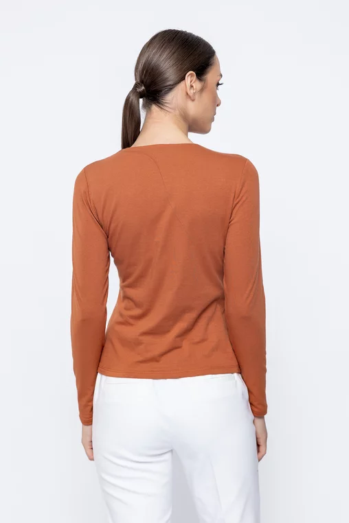 Bluză Caramel tricot încrețit cărămizie B4501 picture - 2