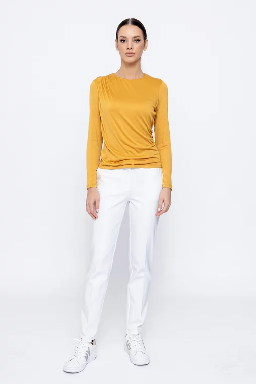 Bluză Caramel tricot încrețit galbenă B4501 picture - 3