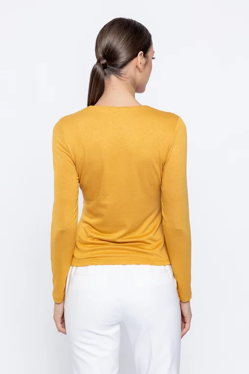 Bluză Caramel tricot încrețit galbenă B4501 picture - 2