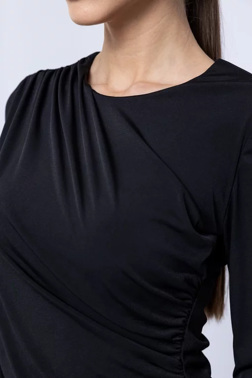 Bluză Caramel tricot încrețit neagră B4501 picture - 3