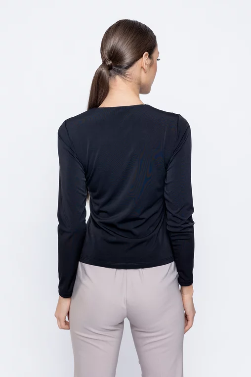 Bluză Caramel tricot încrețit neagră B4501 picture - 2