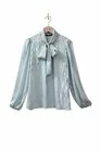 Bluză Caramel voal satinat cu fundă bleu B4502 thumbnail picture - 