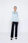 Bluză Caramel voal satinat cu fundă bleu B4502 thumbnail picture - 