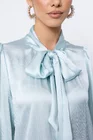 Bluză Caramel voal satinat cu fundă bleu B4502 thumbnail picture - 