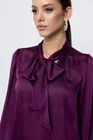 Bluză Caramel voal satinat cu fundă burgundy B4502 thumbnail picture - 